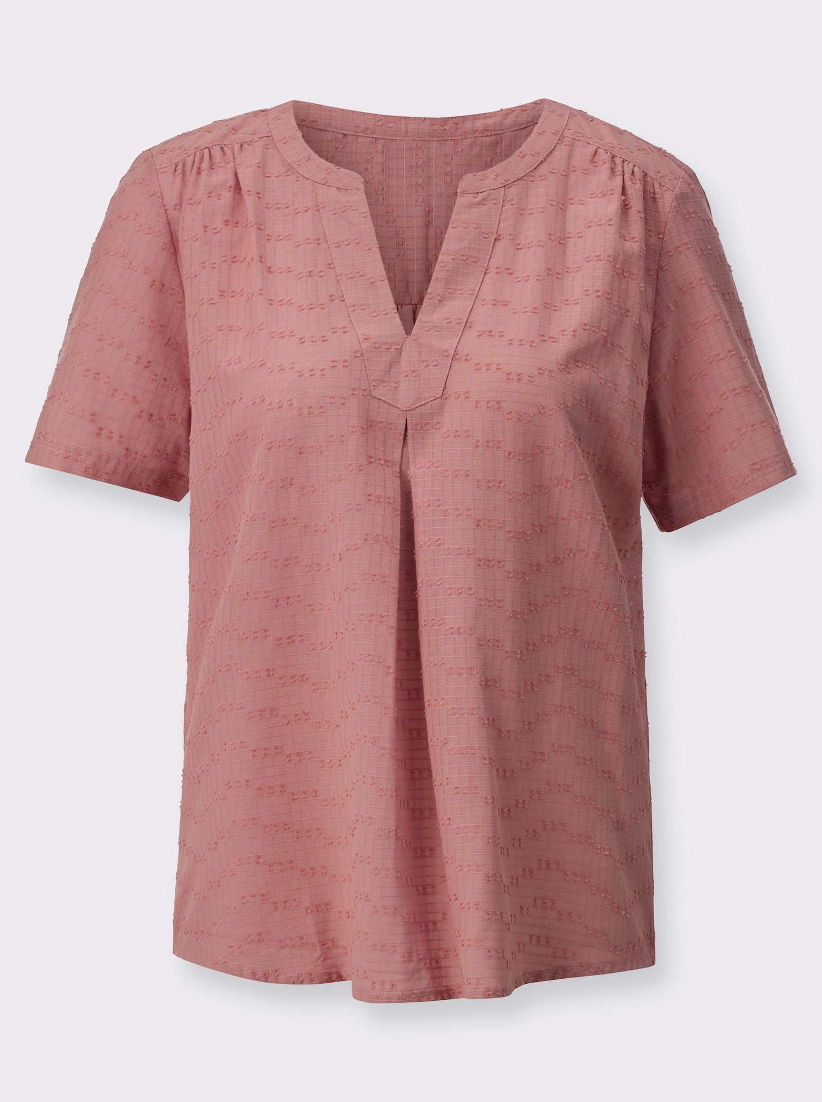 Schlupf-Bluse mit Schulterpasse, vorne und hinten. - rosenholz