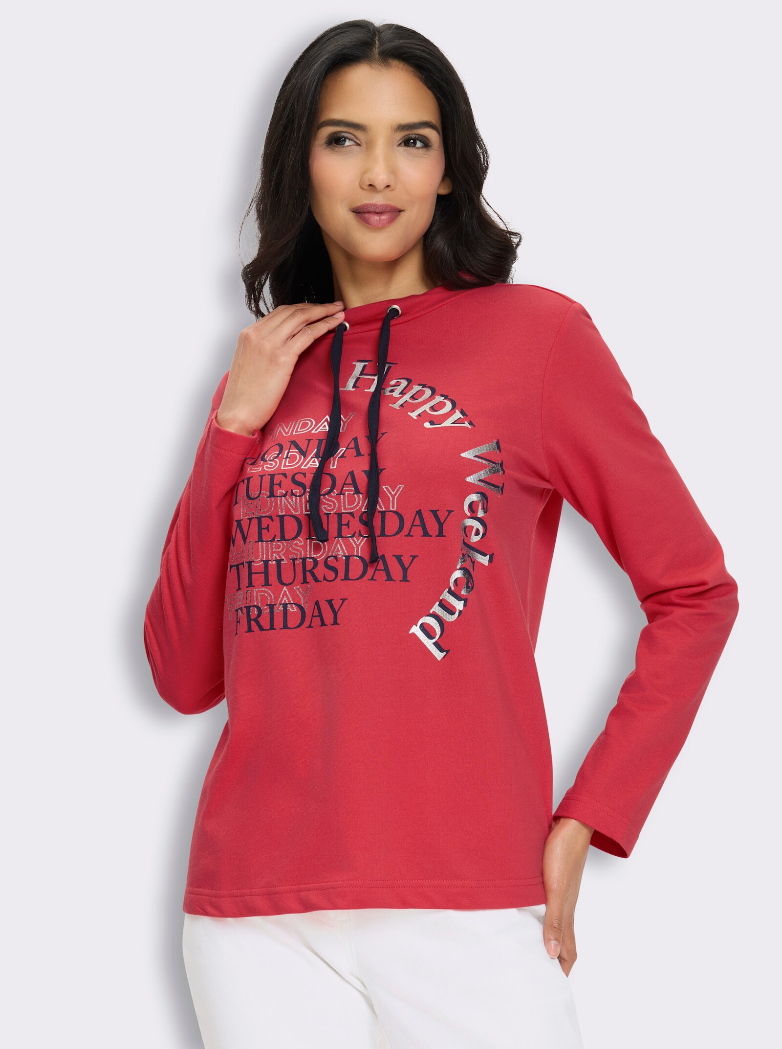 Sweatshirt mit halsfernem Stehkragen - hummer-marine-bedruckt