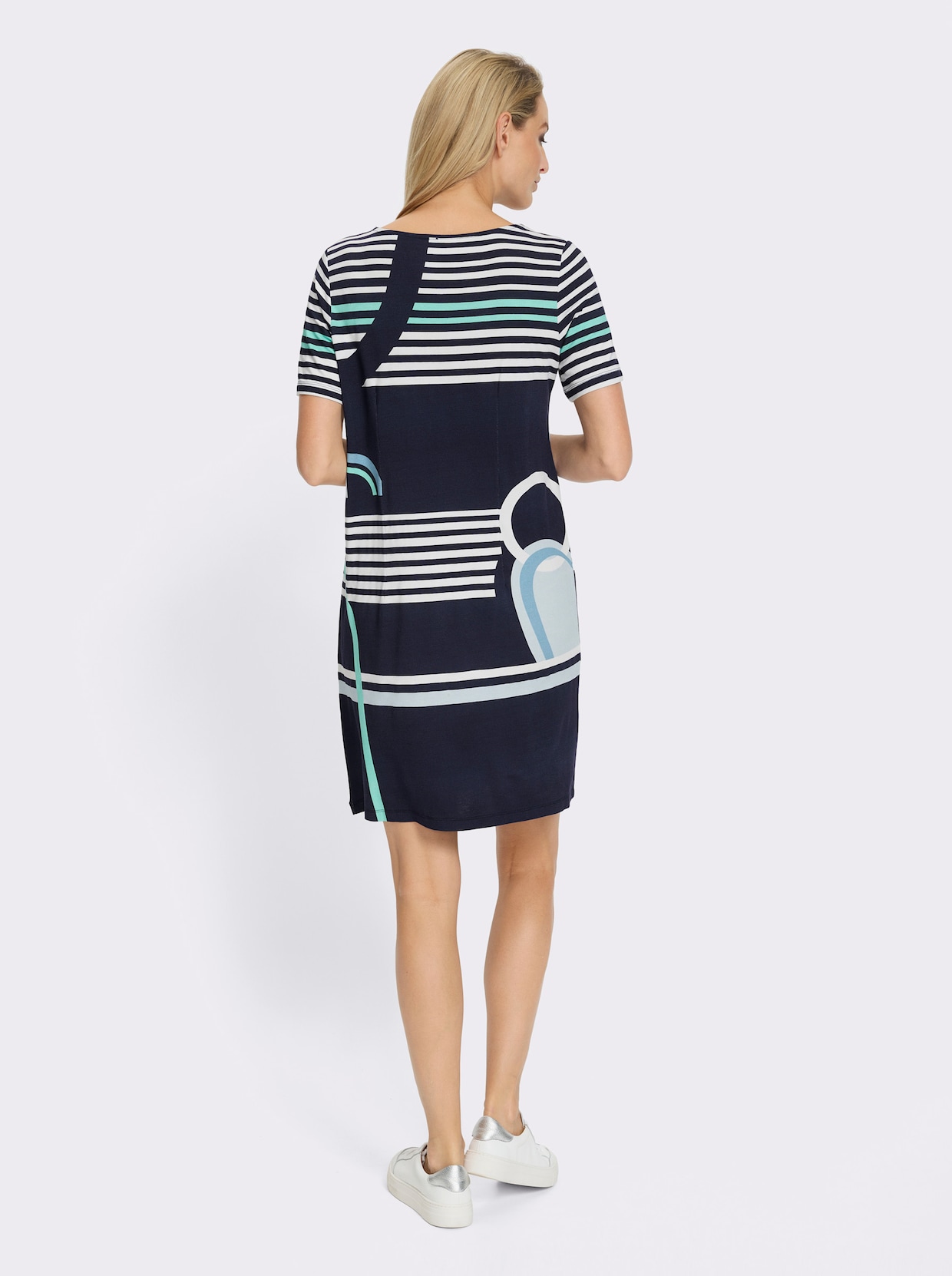 heine Druckkleid - marine-hellblau-bedruckt
