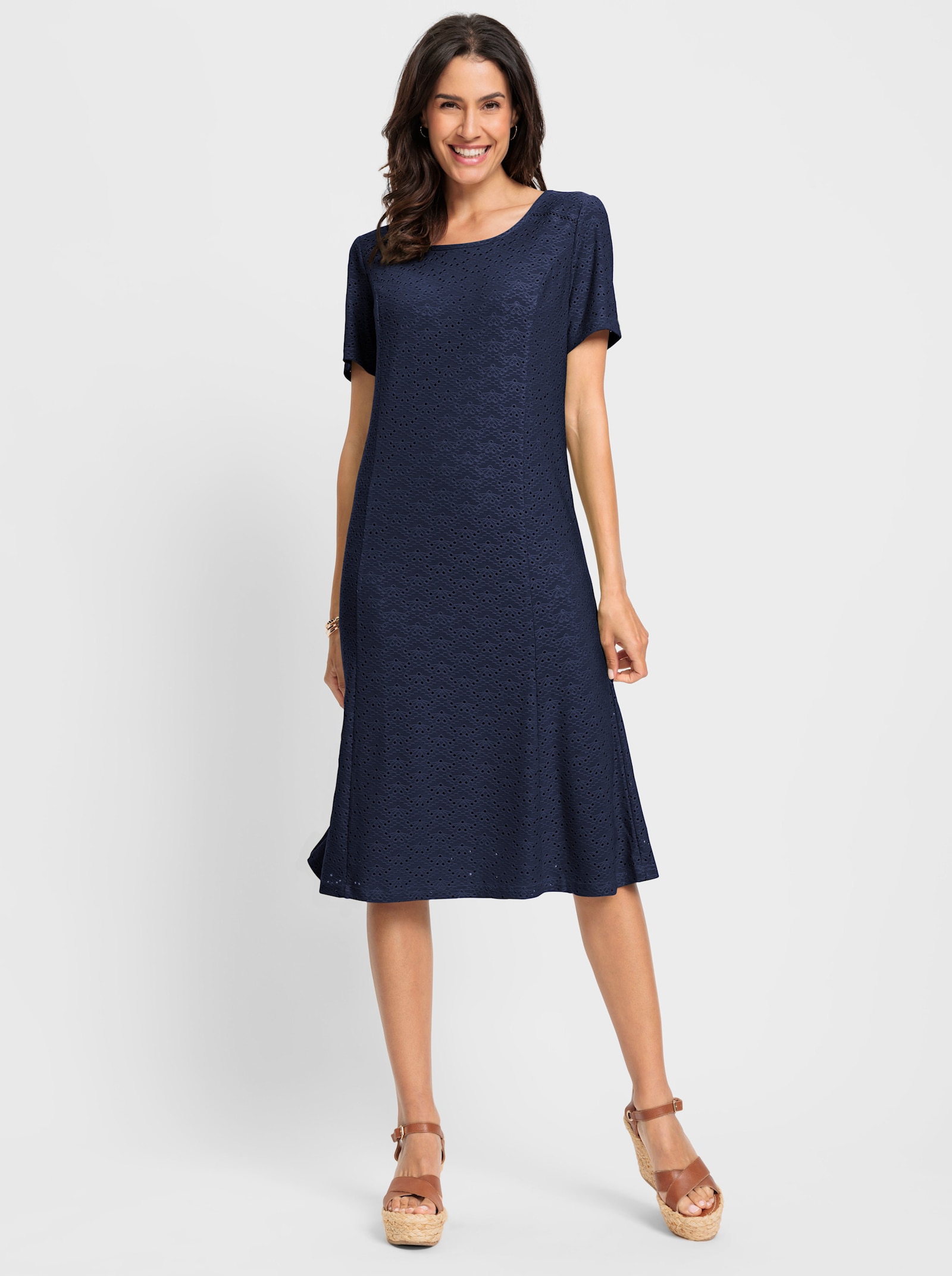 Jerseykleid blickdicht gefüttert - marine