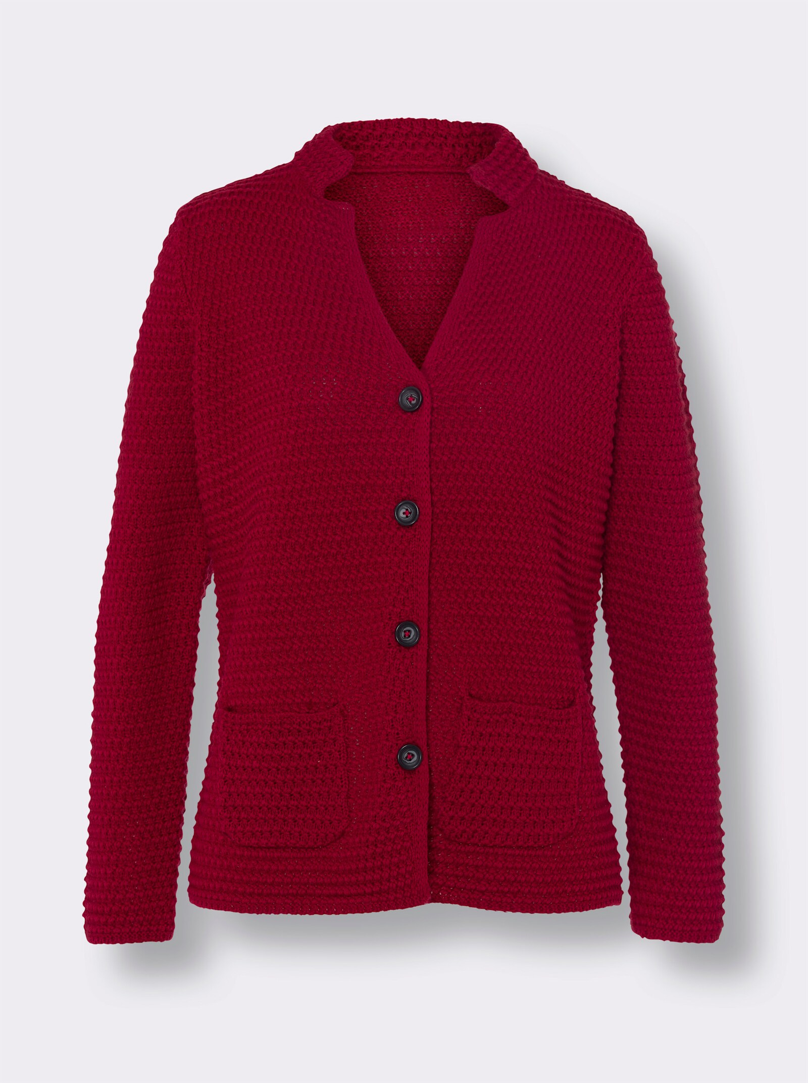 Pletený kabátek z hrubého úpletu - třešňová