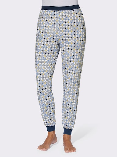 Schlafanzughose mit Ripp-Bündchen - himmelblau-bedruckt
