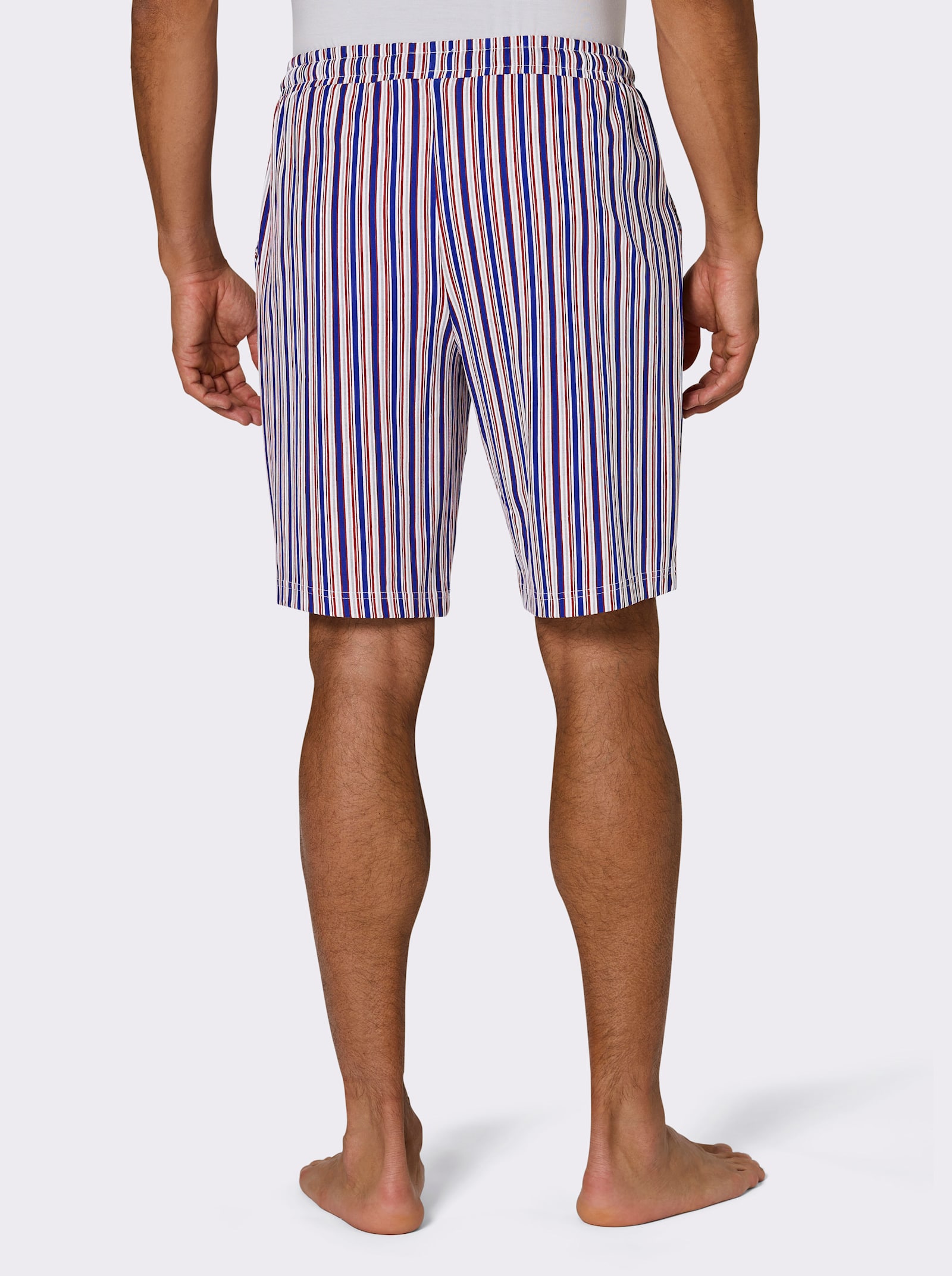Hose kurz - royalblau-kirsche-gestreift