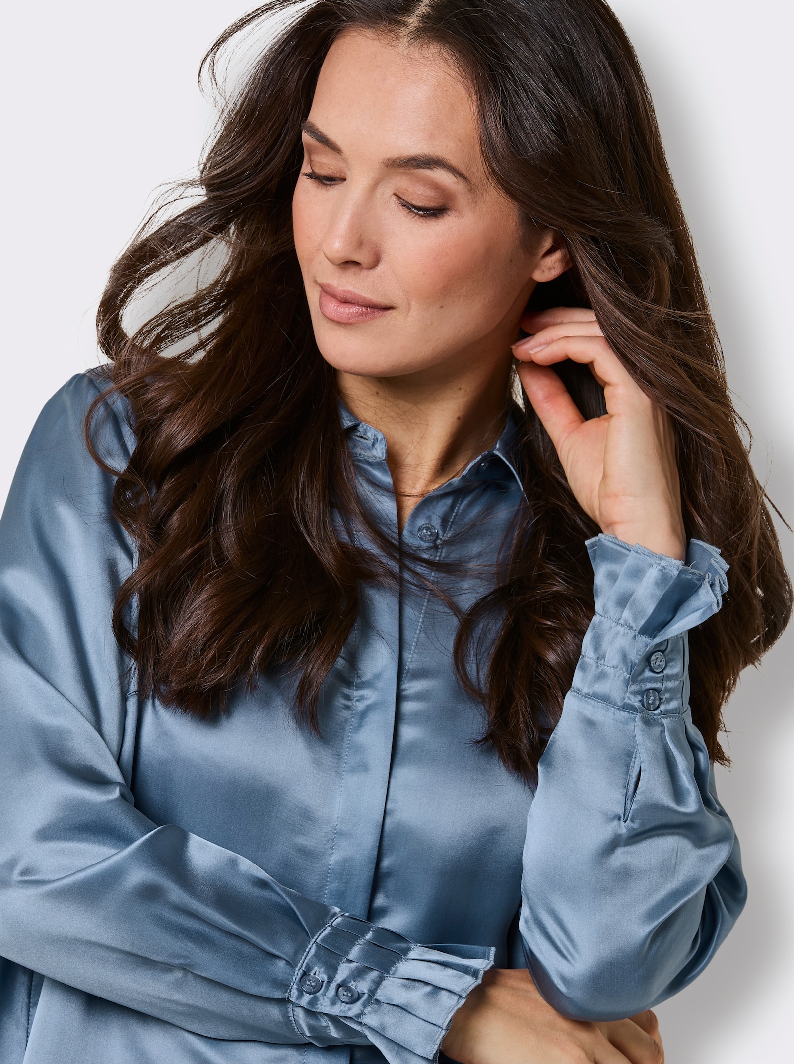 CREATION L PREMIUM Seidenbluse - bleu