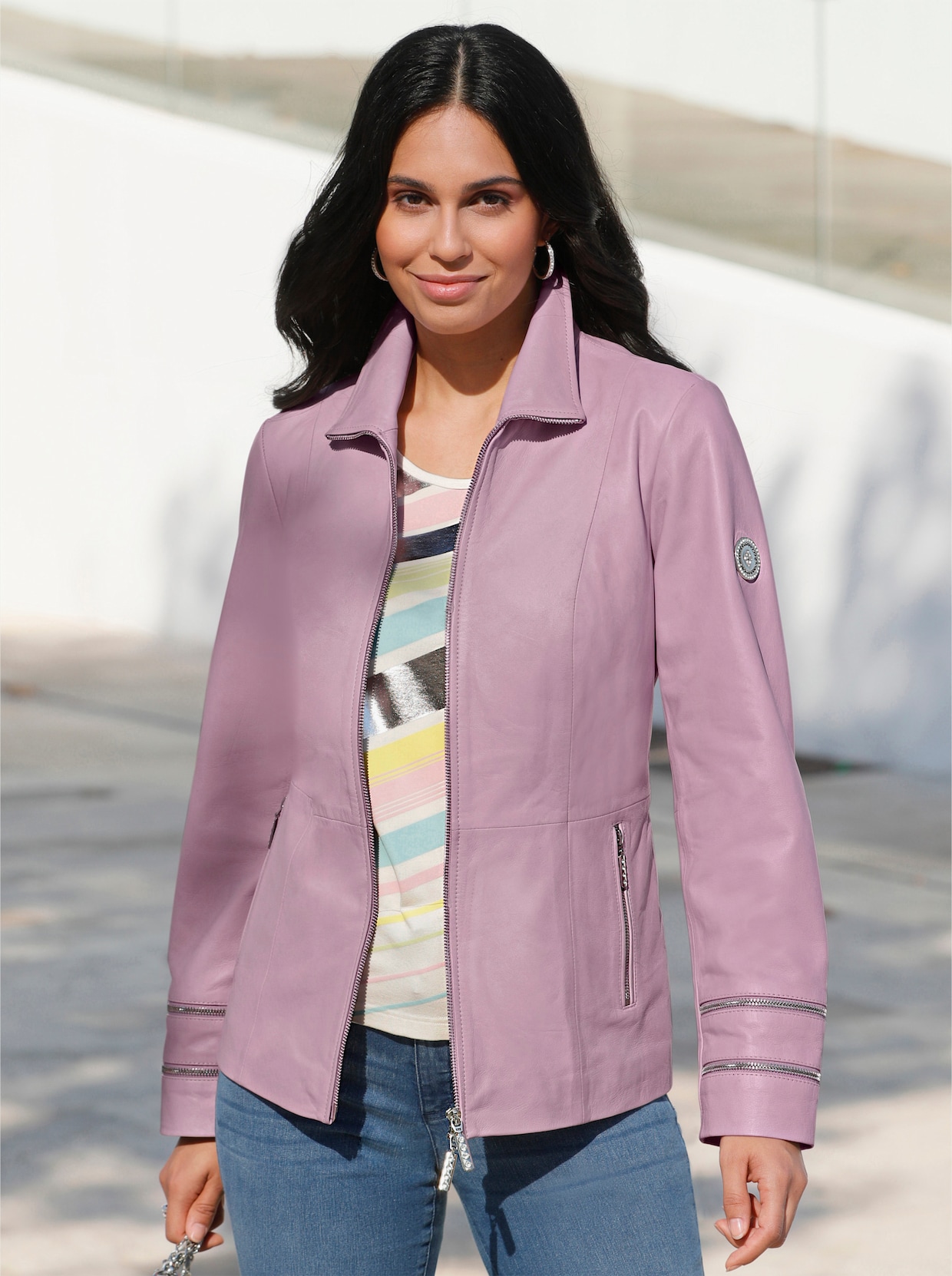 Lederjacke - rosé