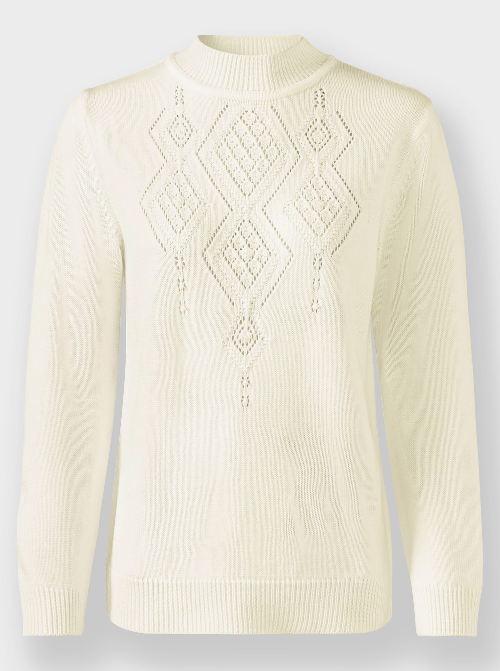 Pullover met opstaande kraag en sierkralen - ecru