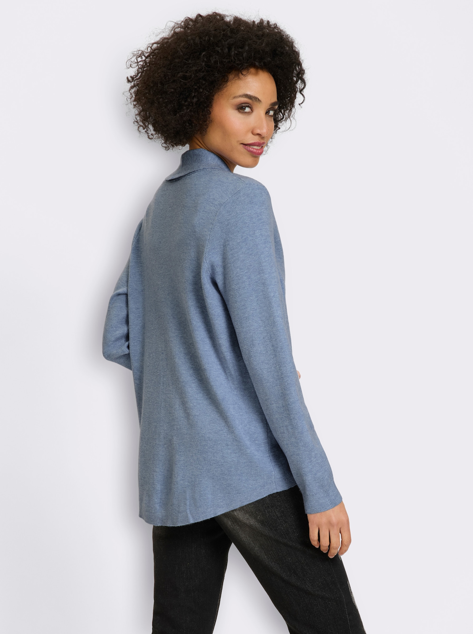 heine Feinstrickjacke mit Schalkragen - bleu-meliert