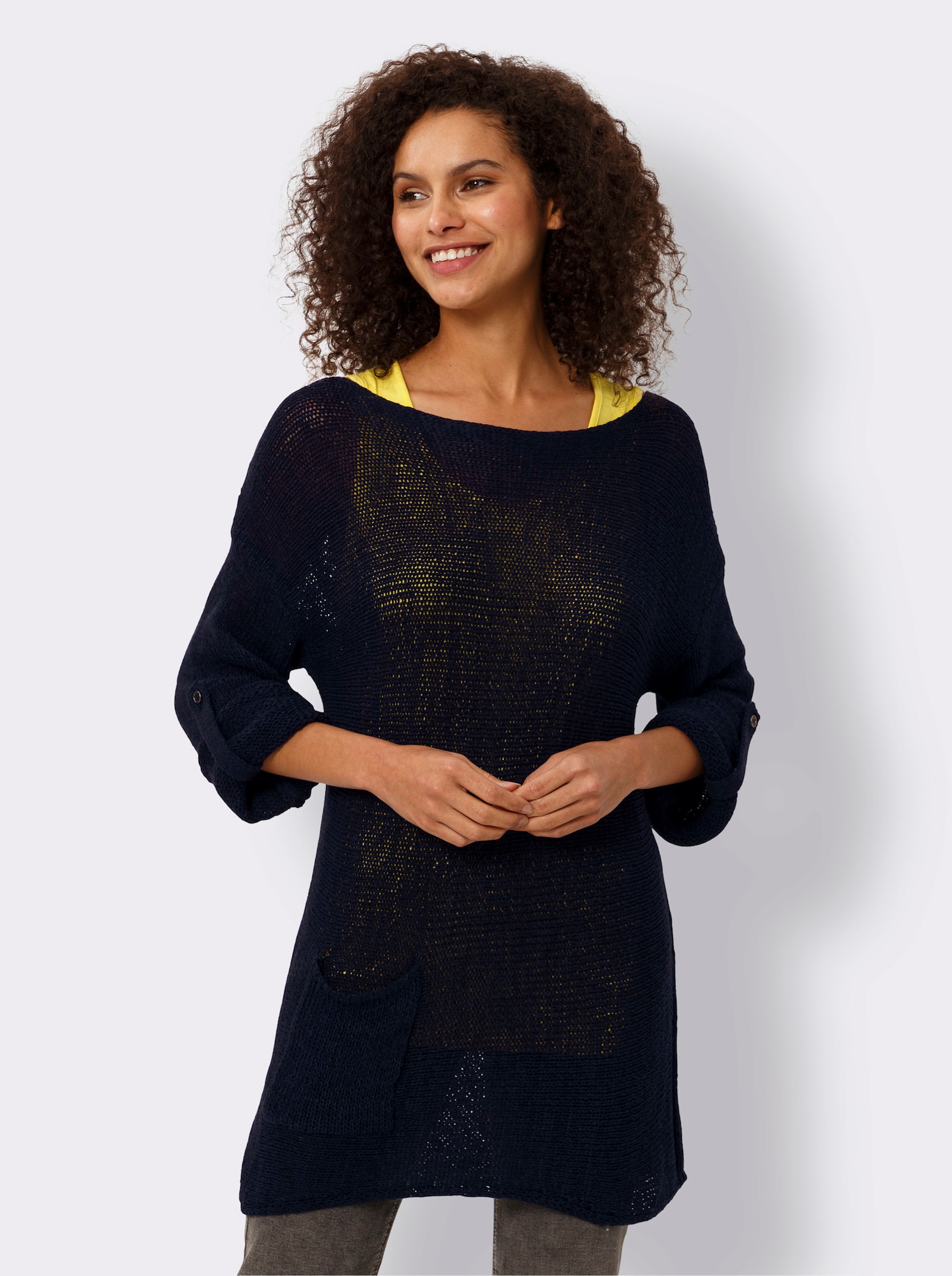 heine 2-in-1-Pullover mit Jersey-Top - marine-limone