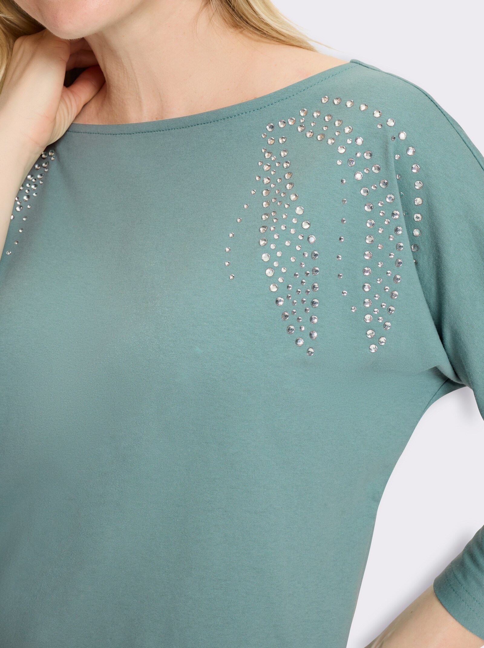 3/4-Arm-Shirt mit Fledermaus-Ärmeln - salbei