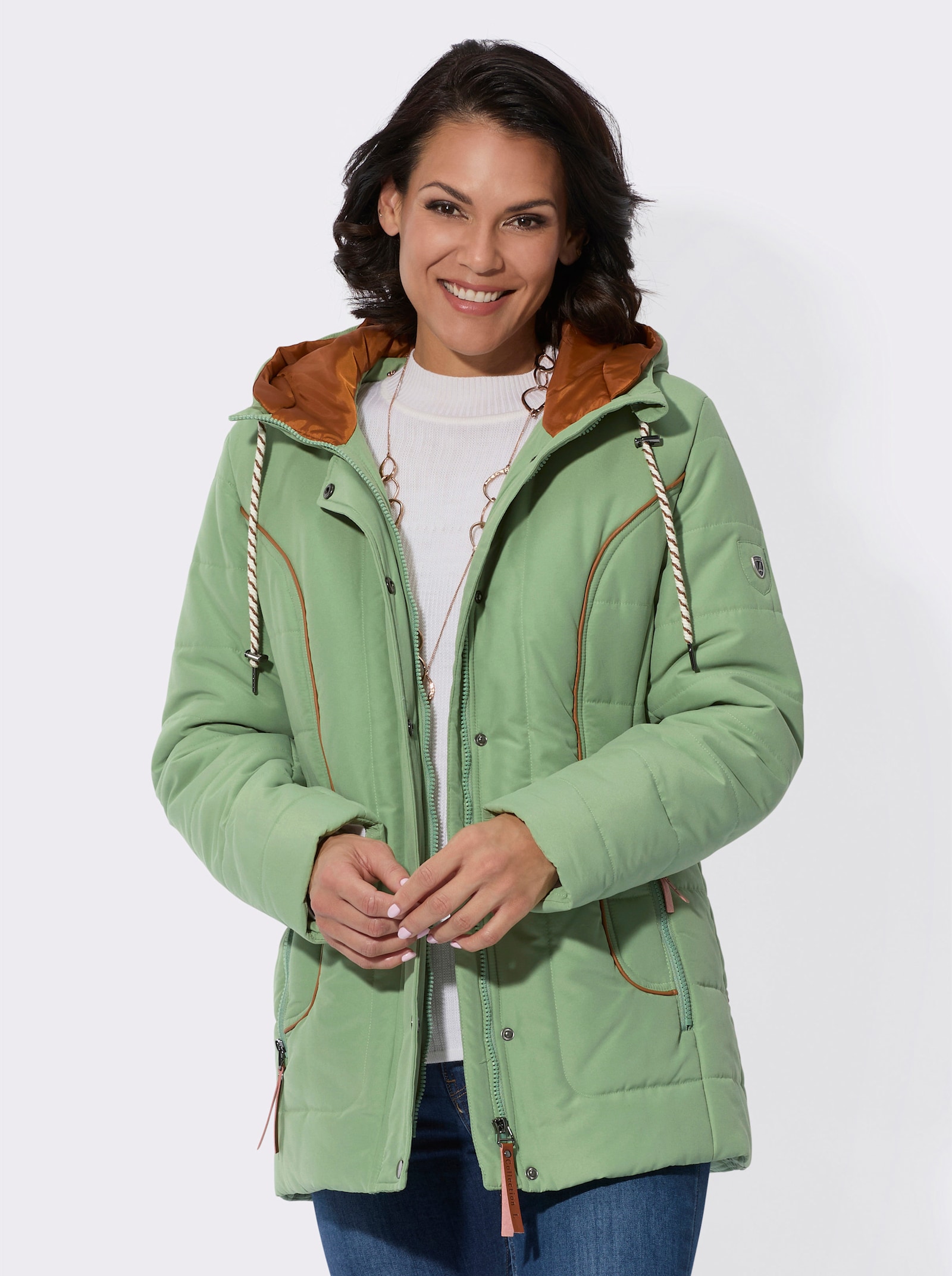 Jacke mit weitenregulierbarer Kapuze - eucalyptus