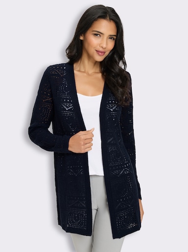 Cardigan in Ajour-Strickmuster - marine