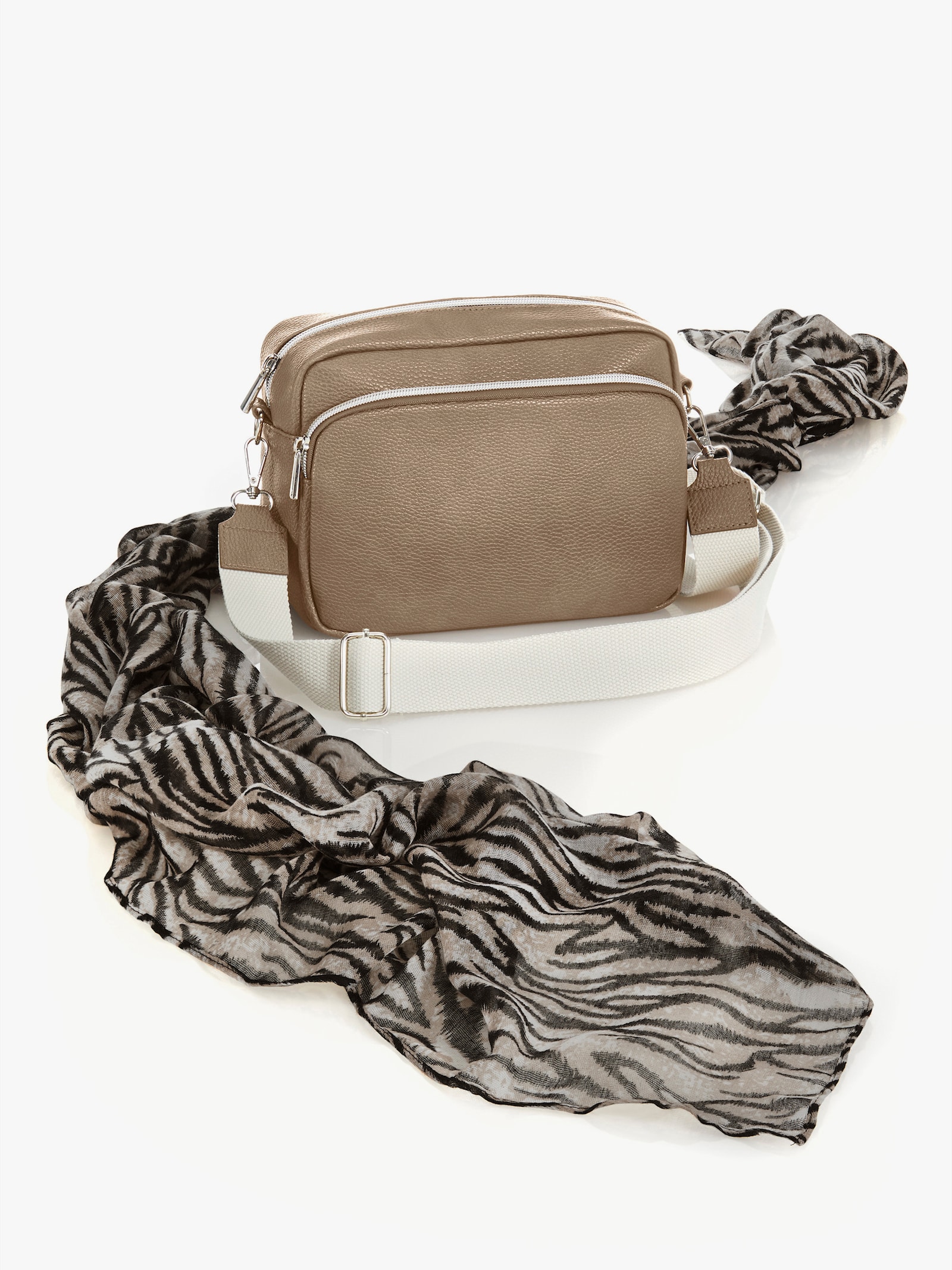 Handtasche mit Schal - braun