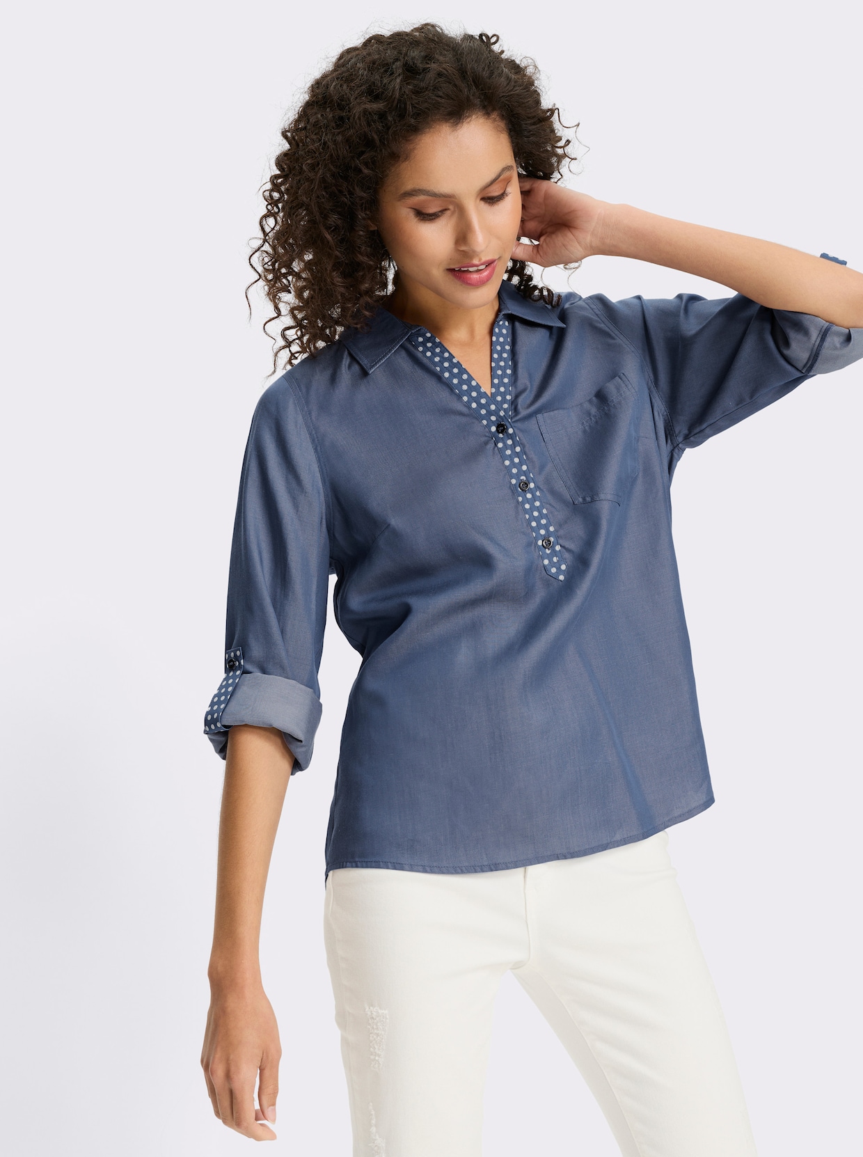 heine Langarm-Bluse - jeansblau