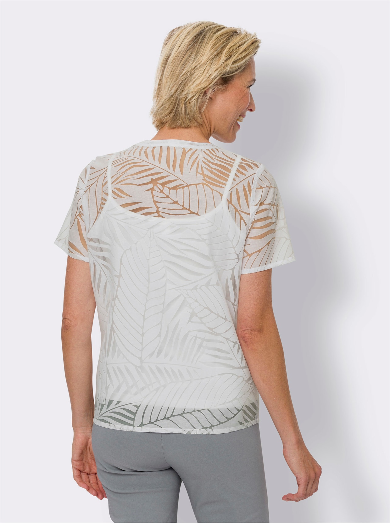Blouse met korte mouwen - wit
