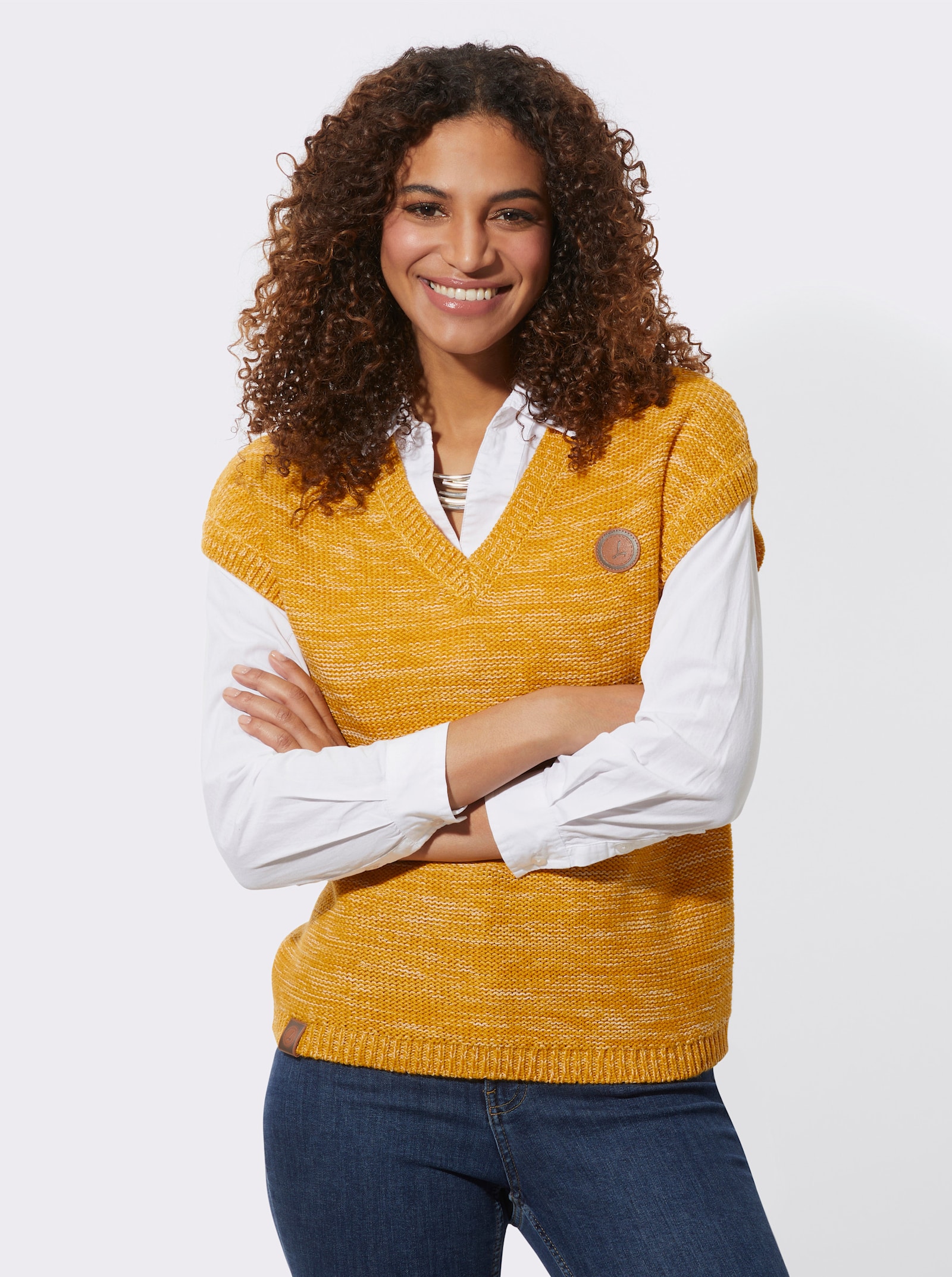 Pullunder in Melange-Optik - ocker-meliert