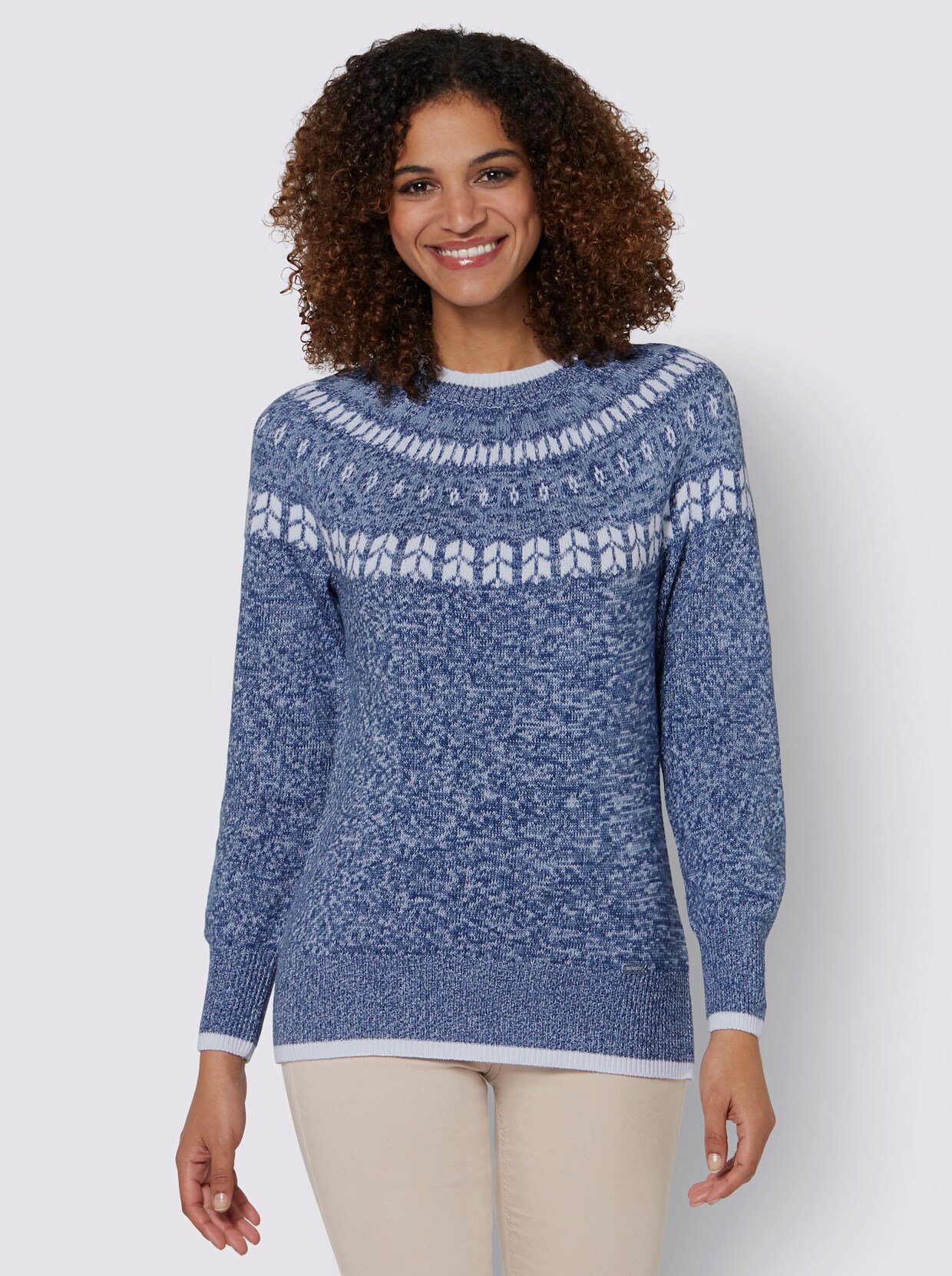 Norwegerpullover - jeansblau-bleu-meliert