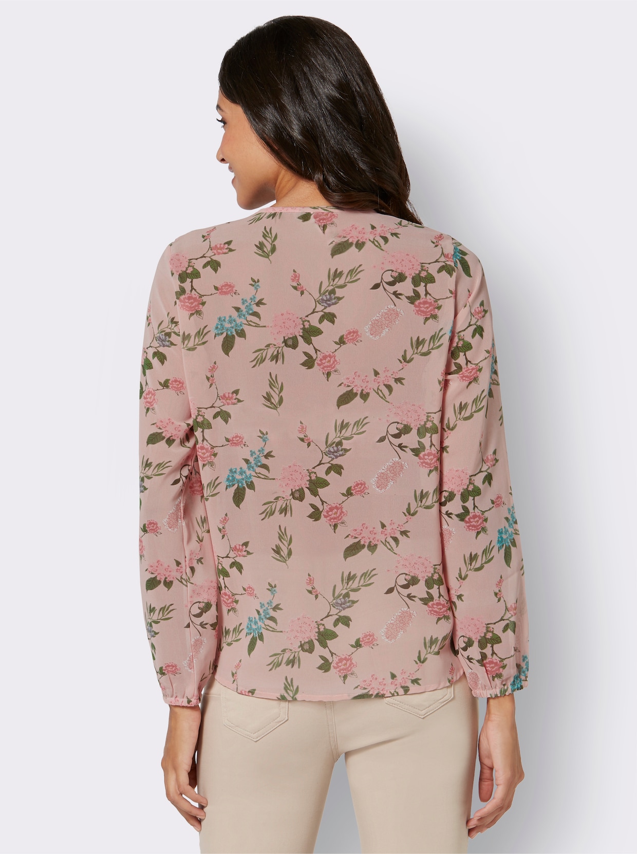 Comfortabele blouse - poeder gedessineerd