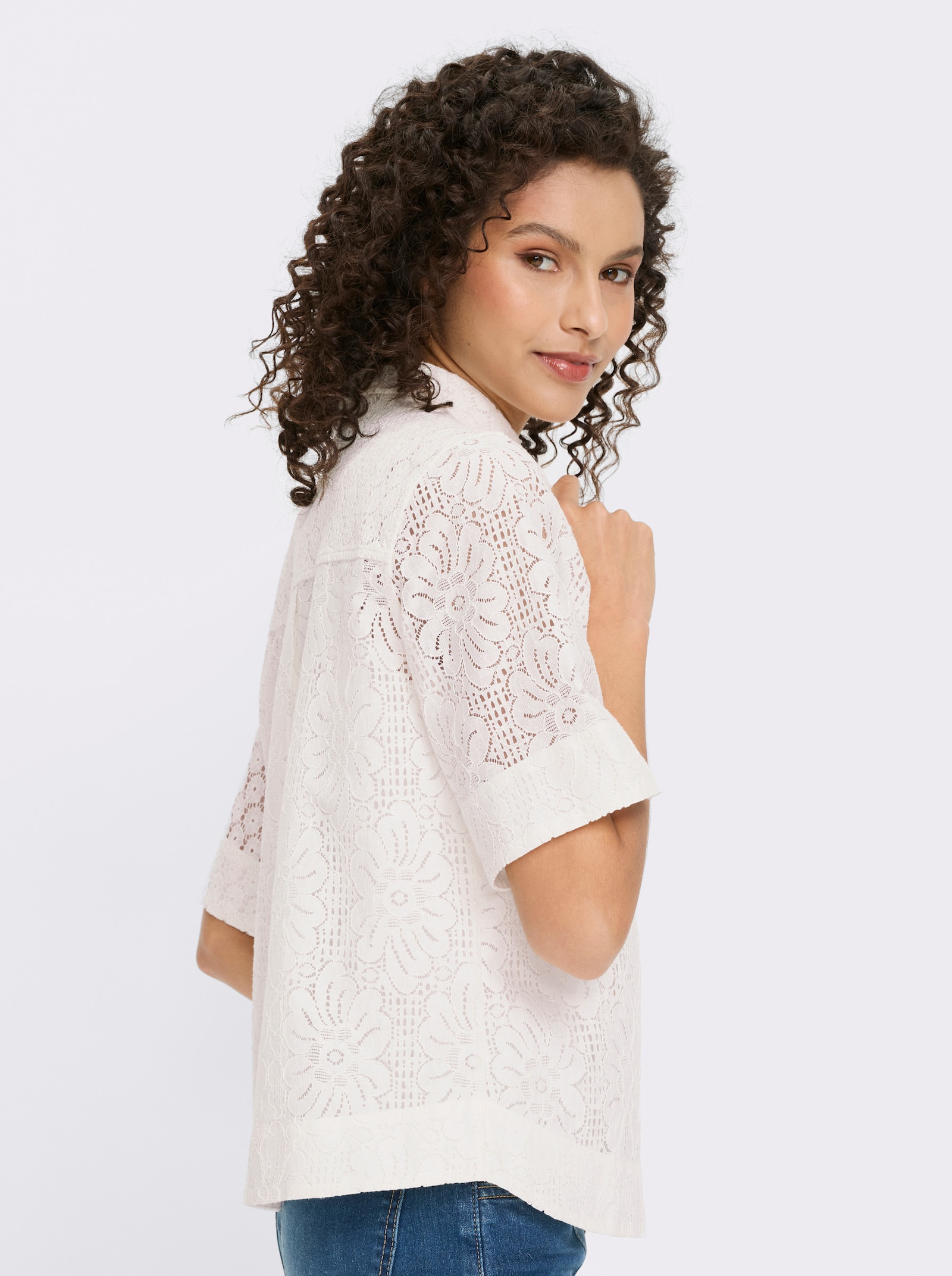 heine Spitzenbluse mit transparentem Oberstoff - ecru