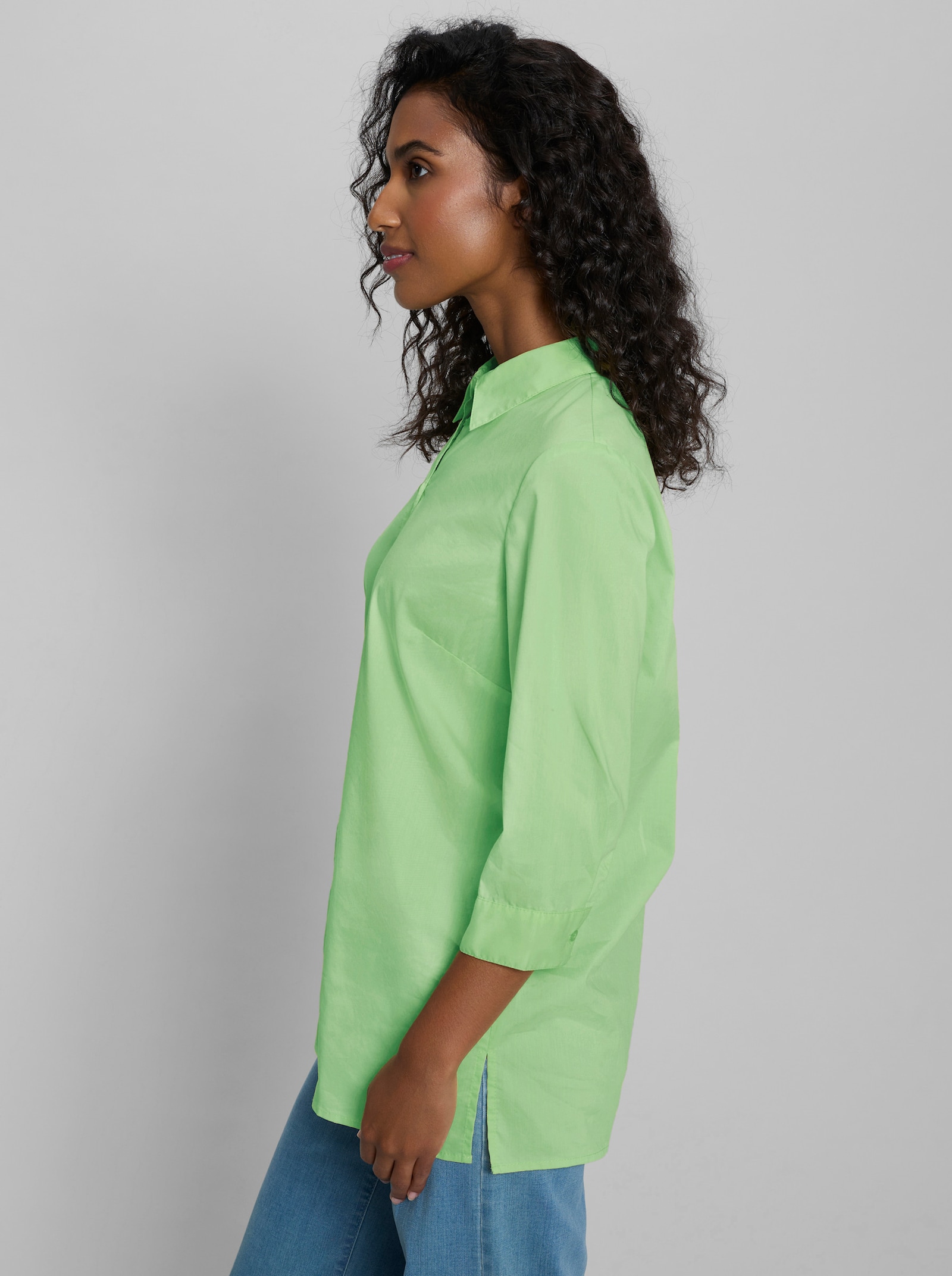 heine Hemdbluse mit Seitenschlitzen - reseda