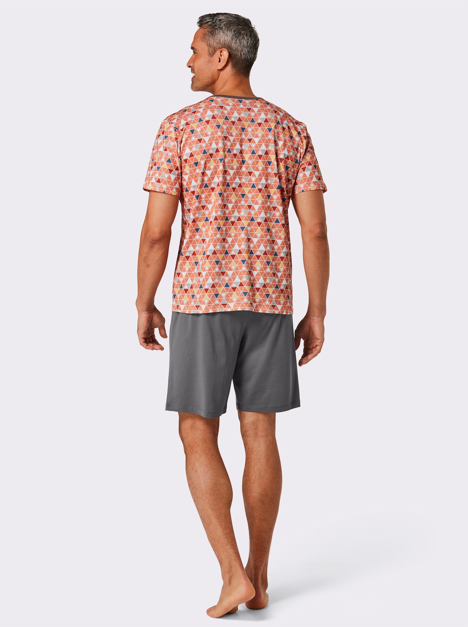 wäschepur men Shorty - anthrazit-papaya-bedruckt