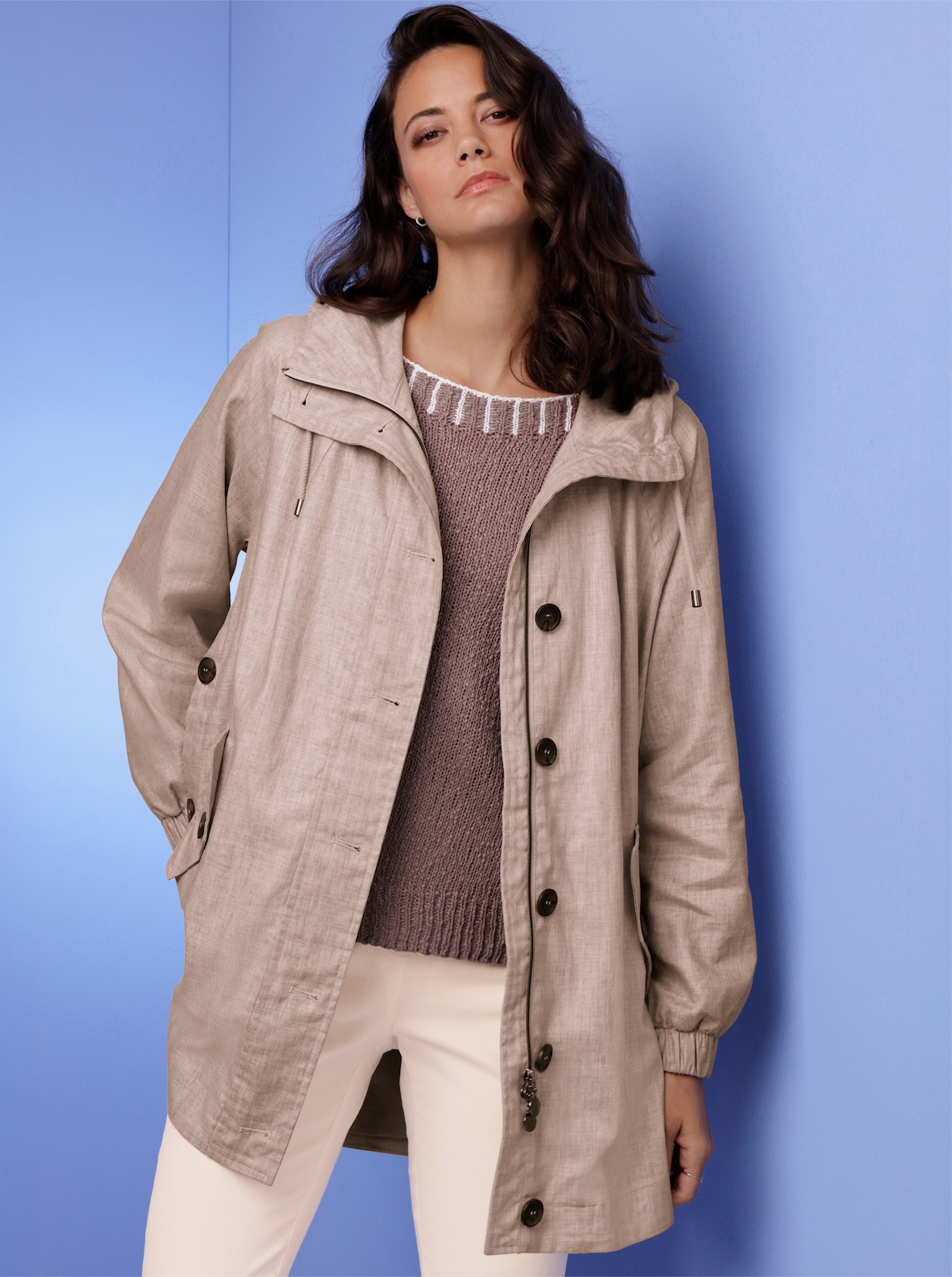 CREATION L PREMIUM Parka mit 30% Leinen - sesam