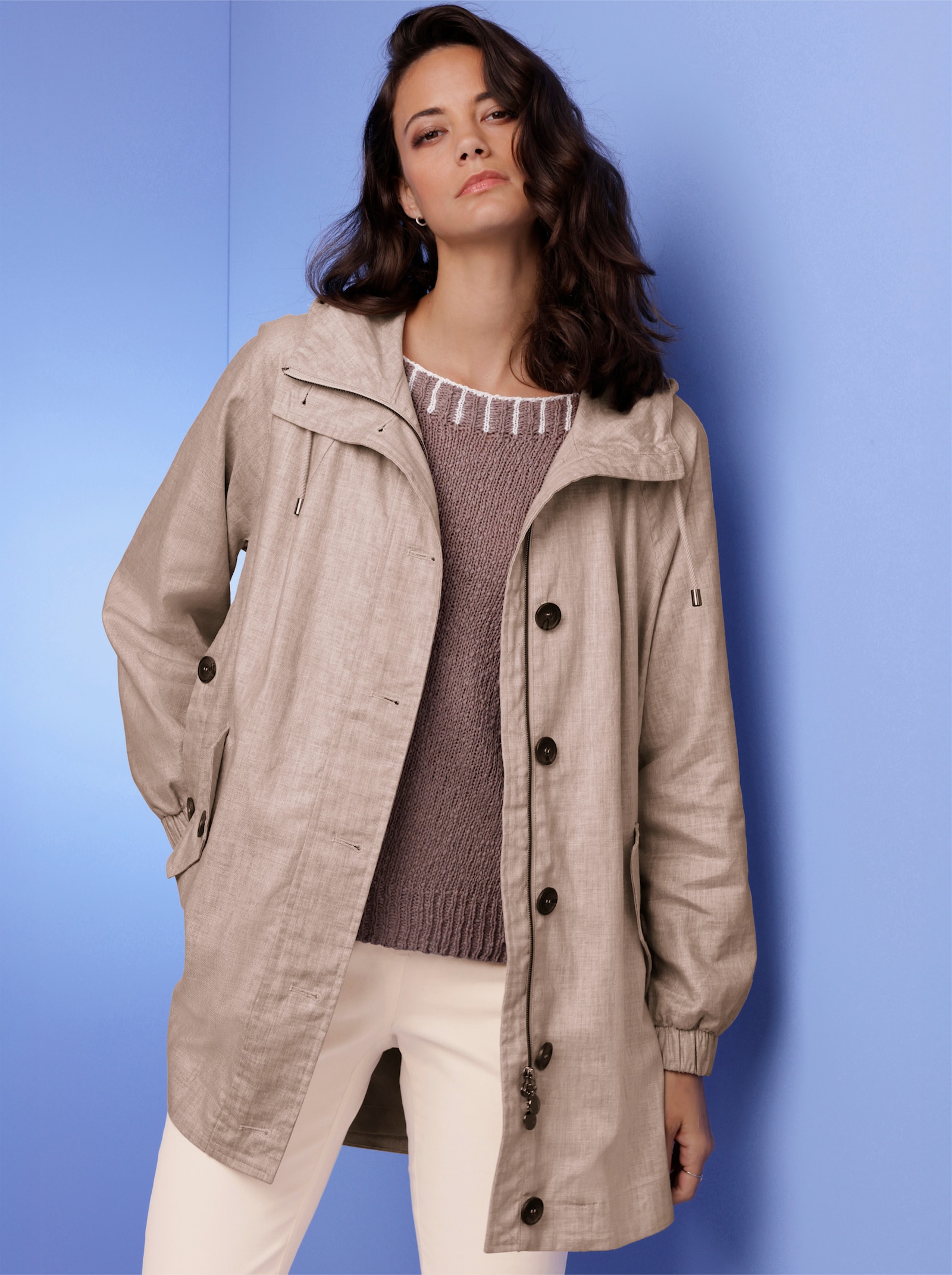 CREATION L PREMIUM Parka mit 30% Leinen - sesam