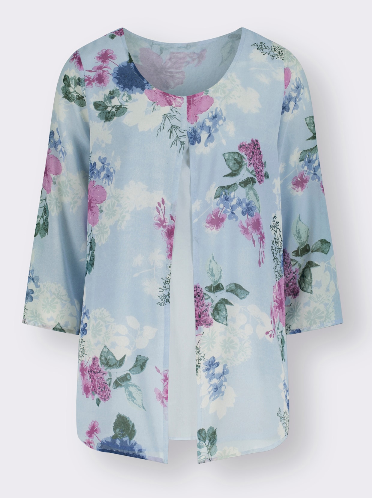Comfortabele blouse - lichtblauw geprint