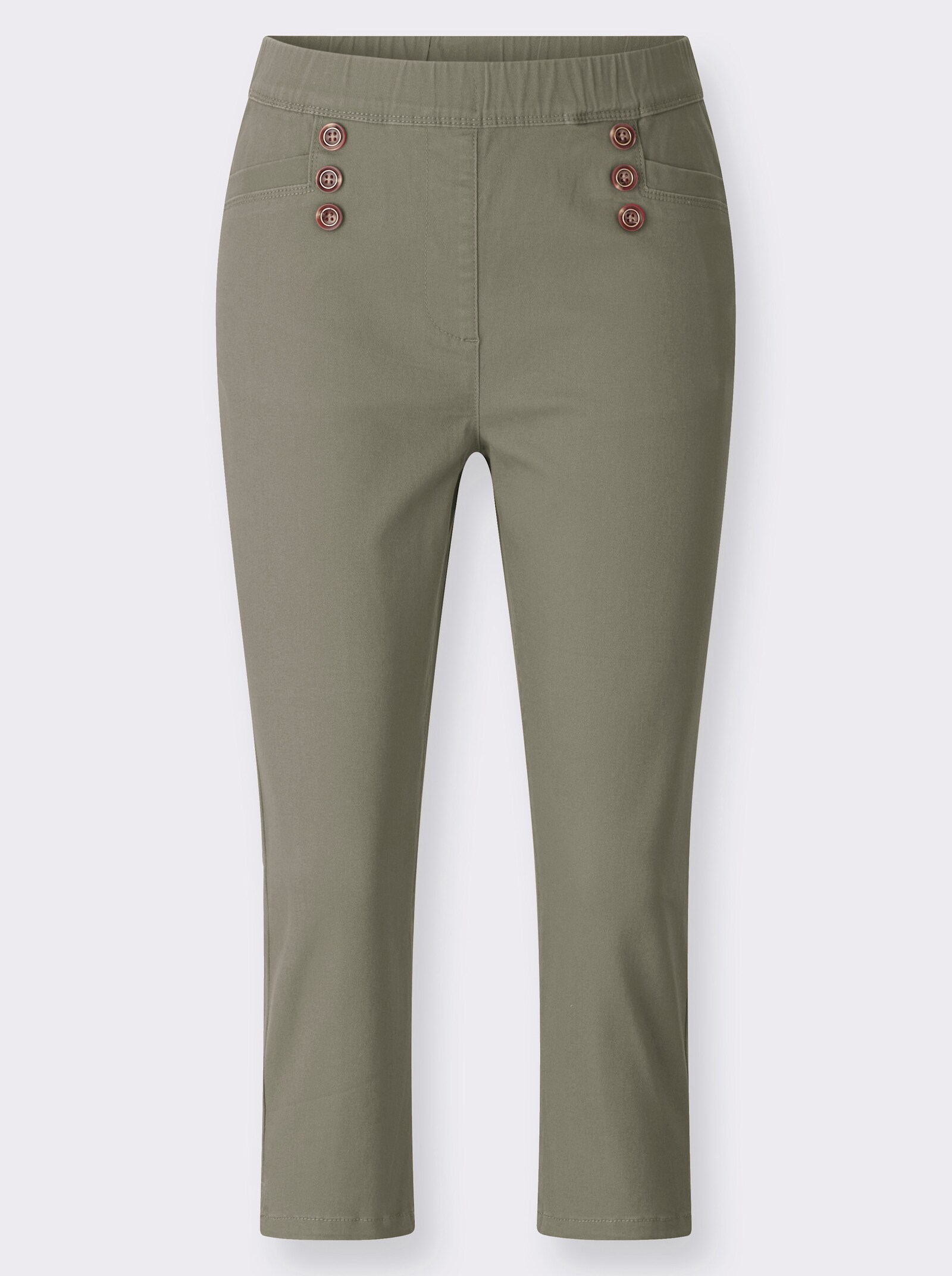 Caprijeans in Baumwoll-Stretch-Qualität - khaki