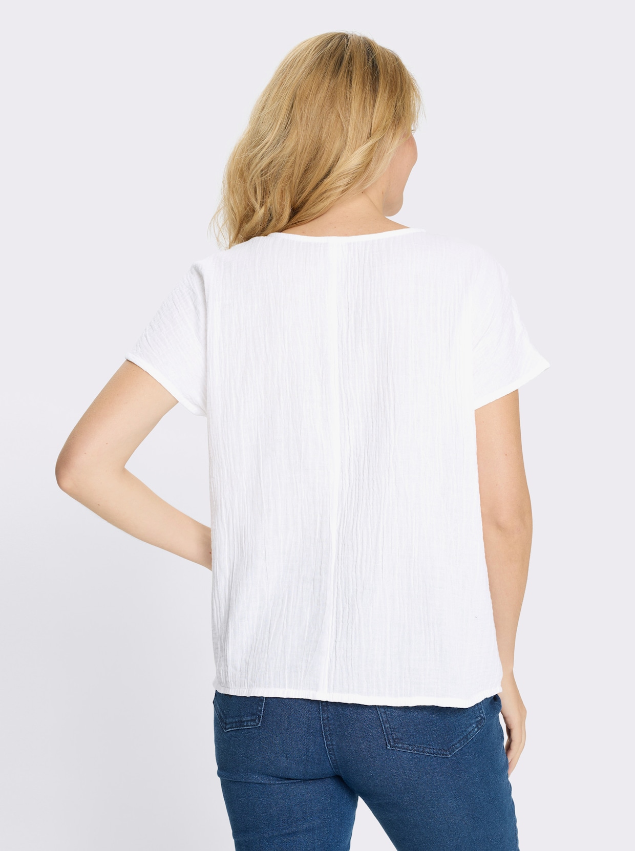 Schlupfbluse in Musselin-Qualität - weiß