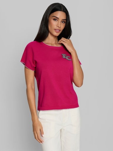 heine Kurzarmpullover mit RC-Applikation - pink