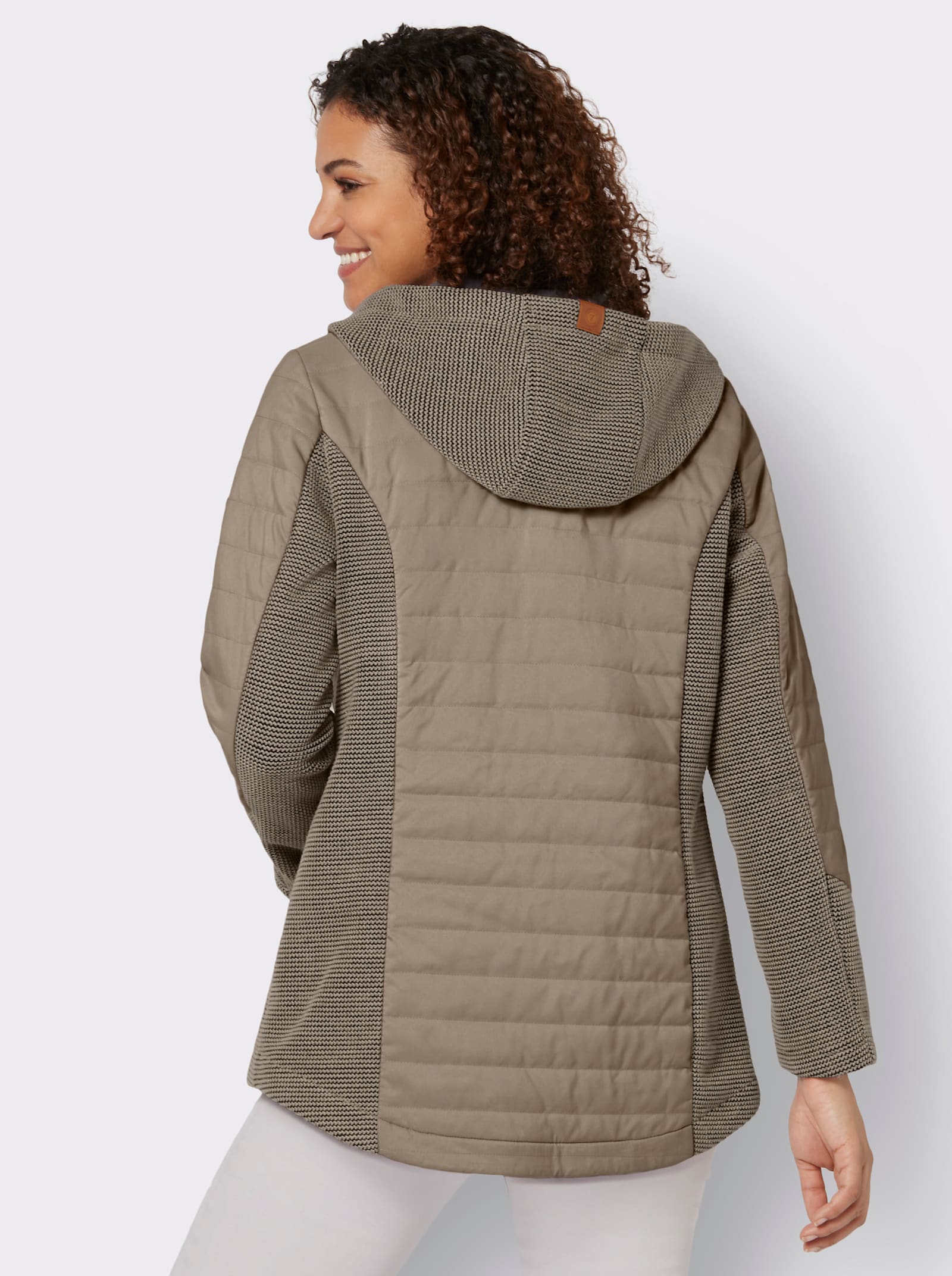 Übergangsjacke im Mix aus Fleece und Stepp - sesam