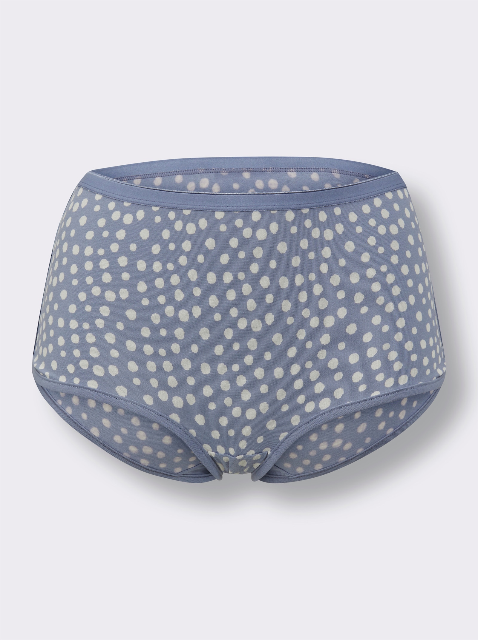 Hipster mit elastischem Softgummi-Bund - 2x taubenblau-bedruckt + 1x taubenblau