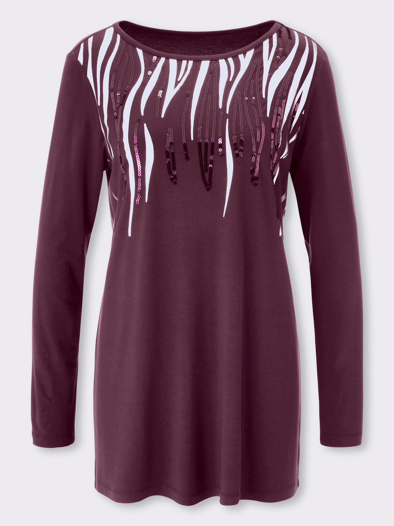 Longshirt mit Pailletten - burgund