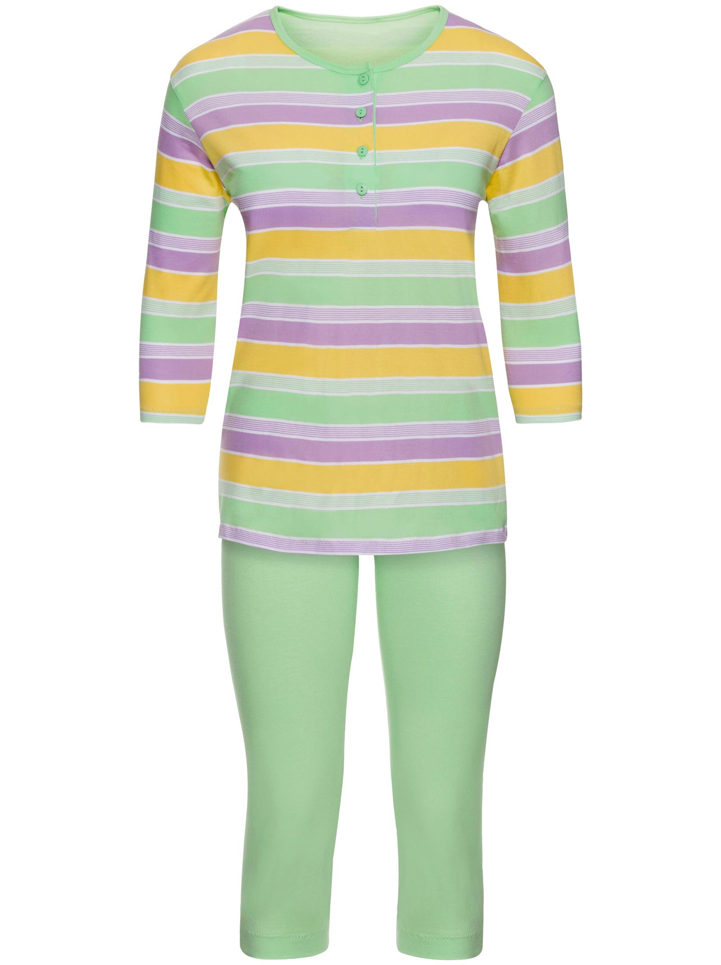 Normann Schlafanzug - pistazie-gestreift