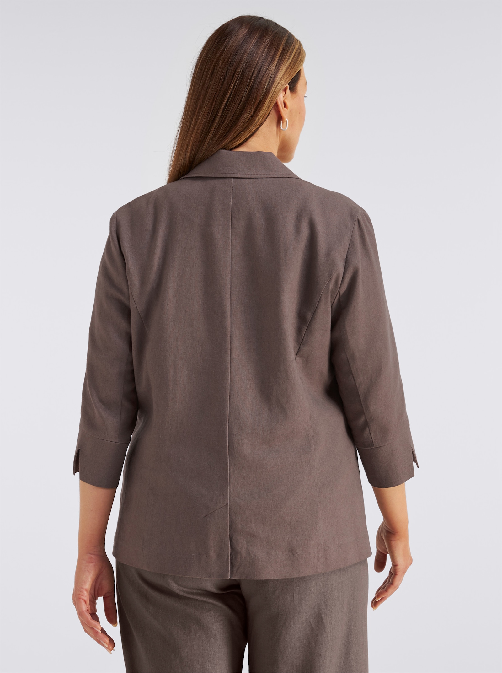 sheego Linnen blazer met 3/4-mouwen - donkertaupe