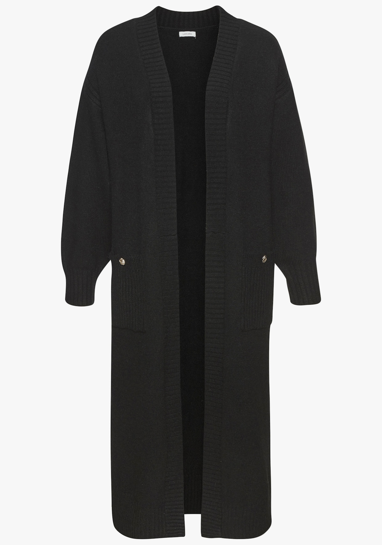 LASCANA Lang gebreid vest - zwart