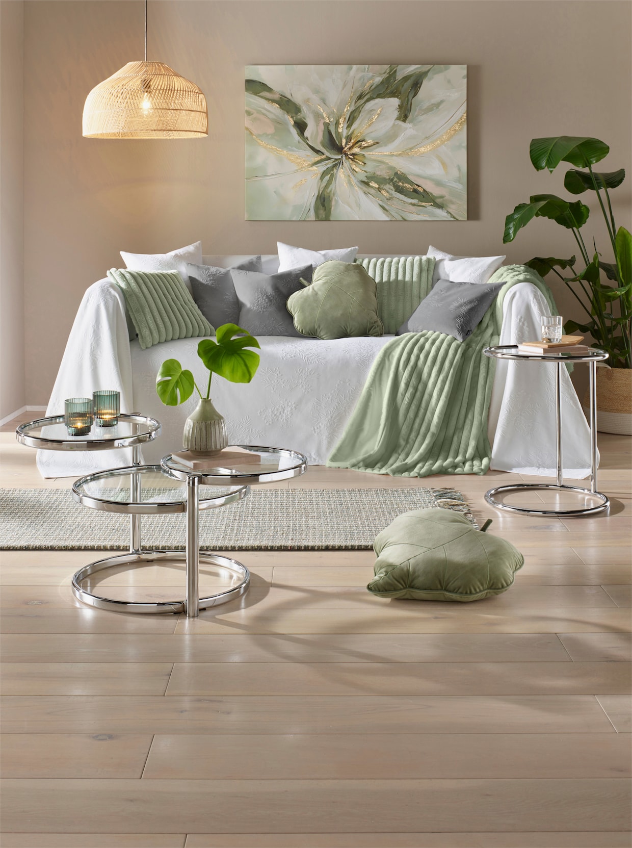 heine home Beistelltisch - chromfarben-glas