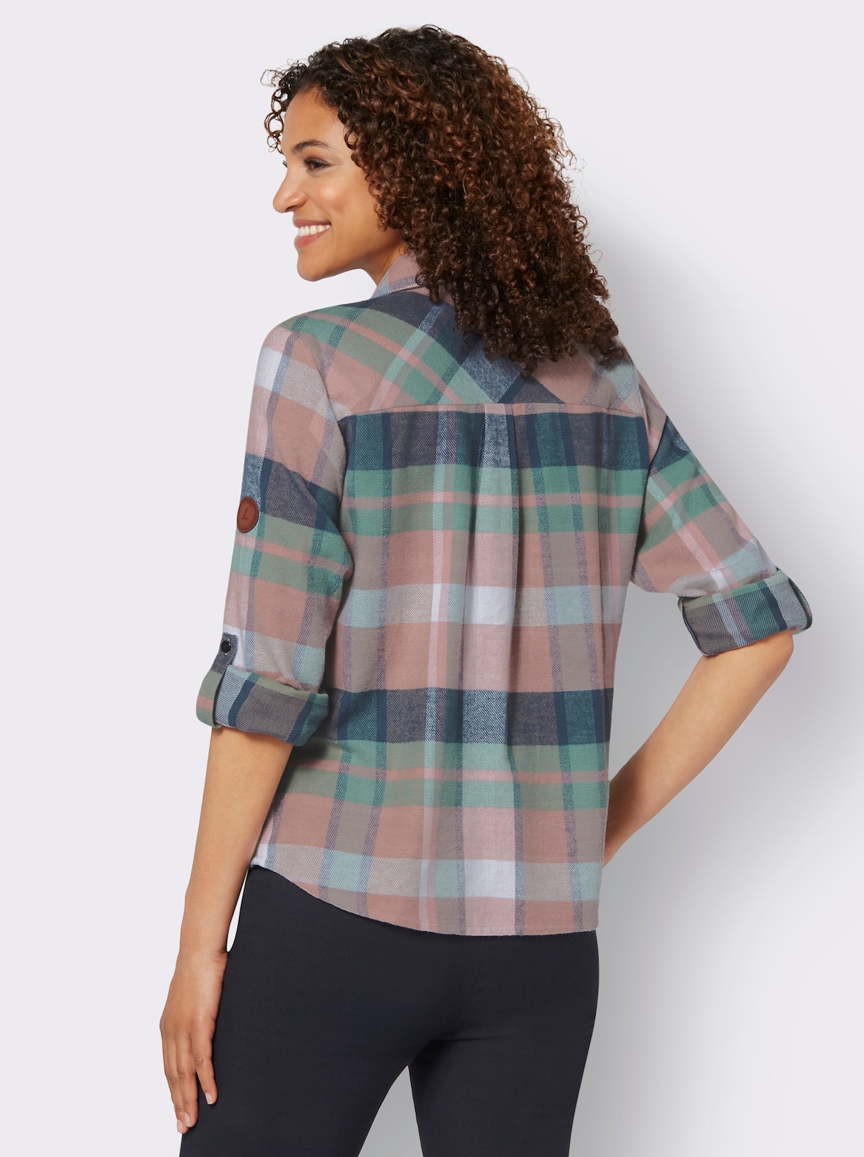 Flanellbluse - jade-hortensie-kariert