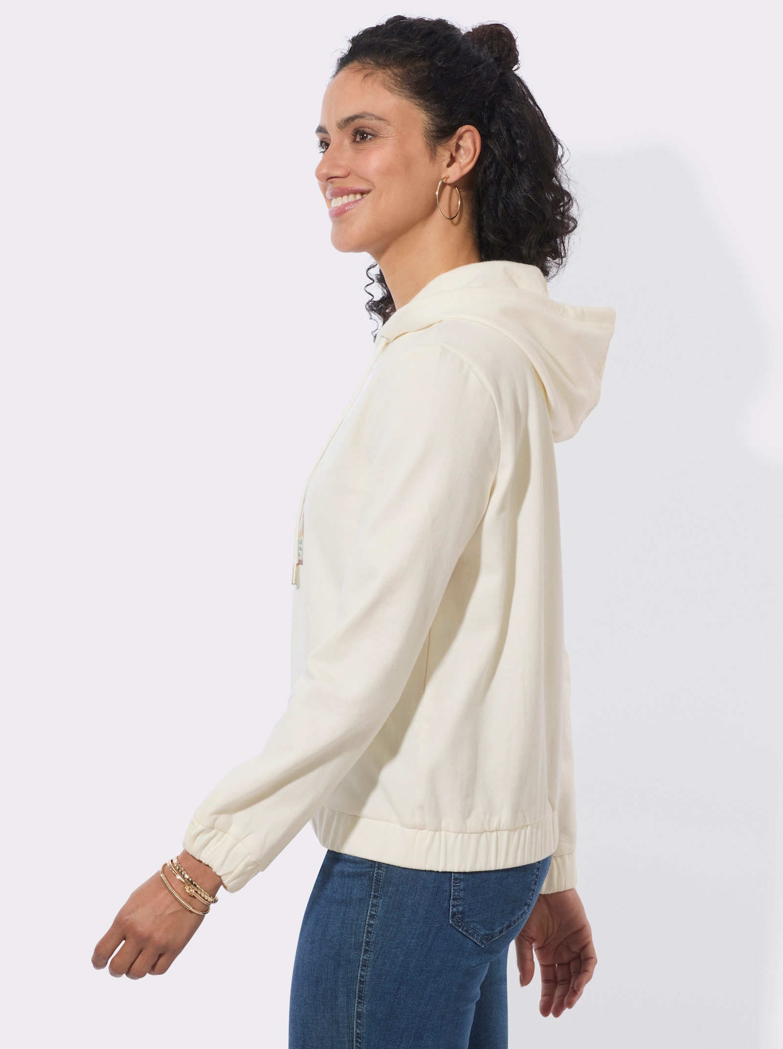 Kapuzensweatshirt mit Druck-Motiv - champagner-jade-bedruckt