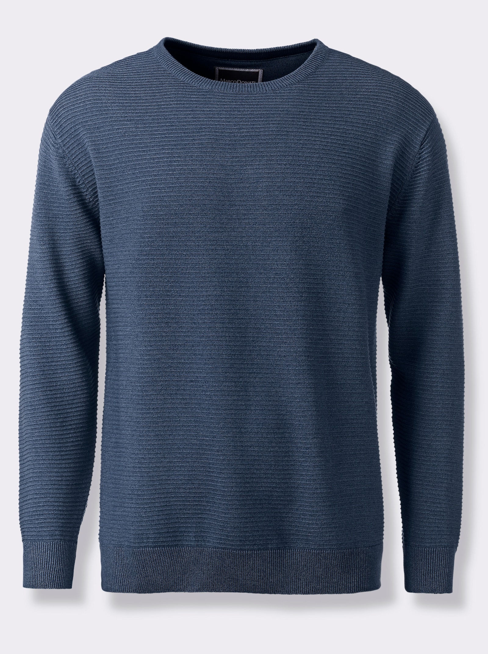 Marco Donati Rundhalspullover mit Linksstrick-Muster - jeansblau-meliert