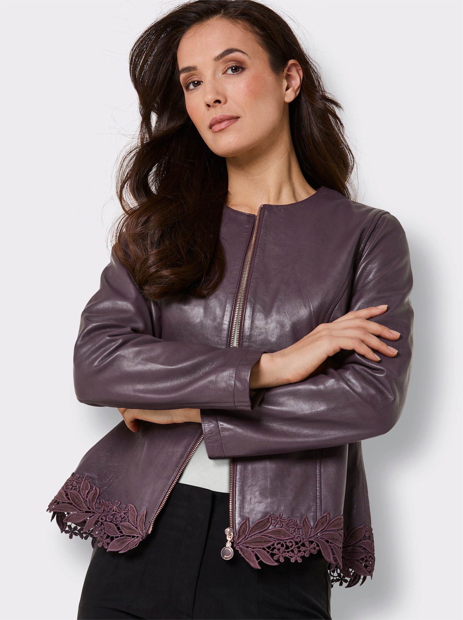 CREATION L PREMIUM Lederblazer - burgund