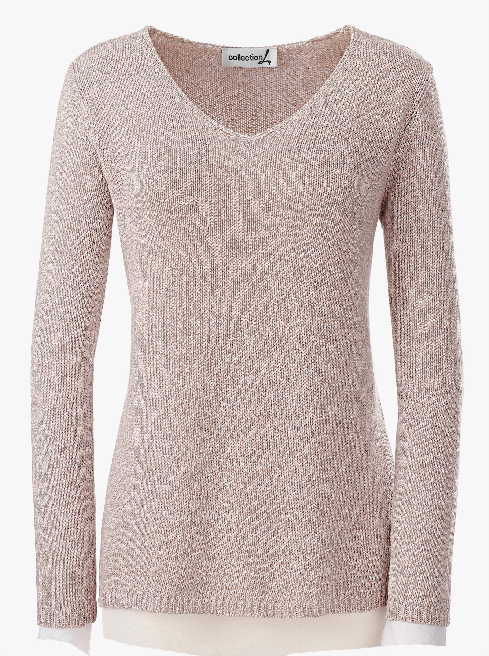 Strickpullover aus Melangegarn - beige-meliert