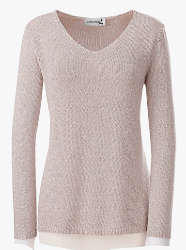Strickpullover aus Melangegarn - beige-meliert