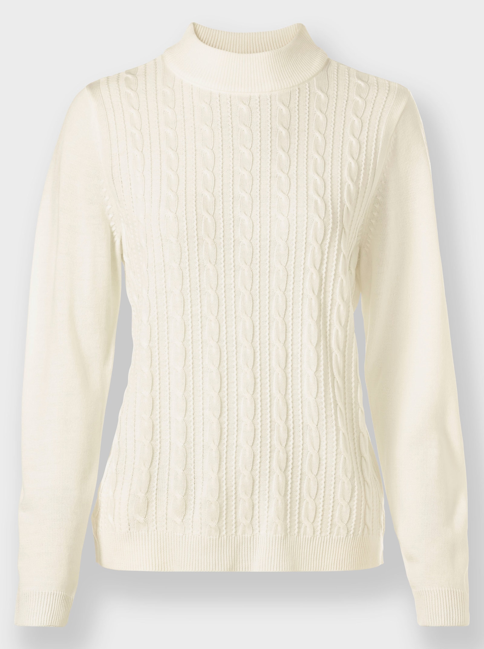 Stehkragenpullover im Strickmuster-Mix - ecru