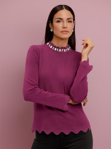 Langarm-Pullover mit Glitzersteinchen - malve