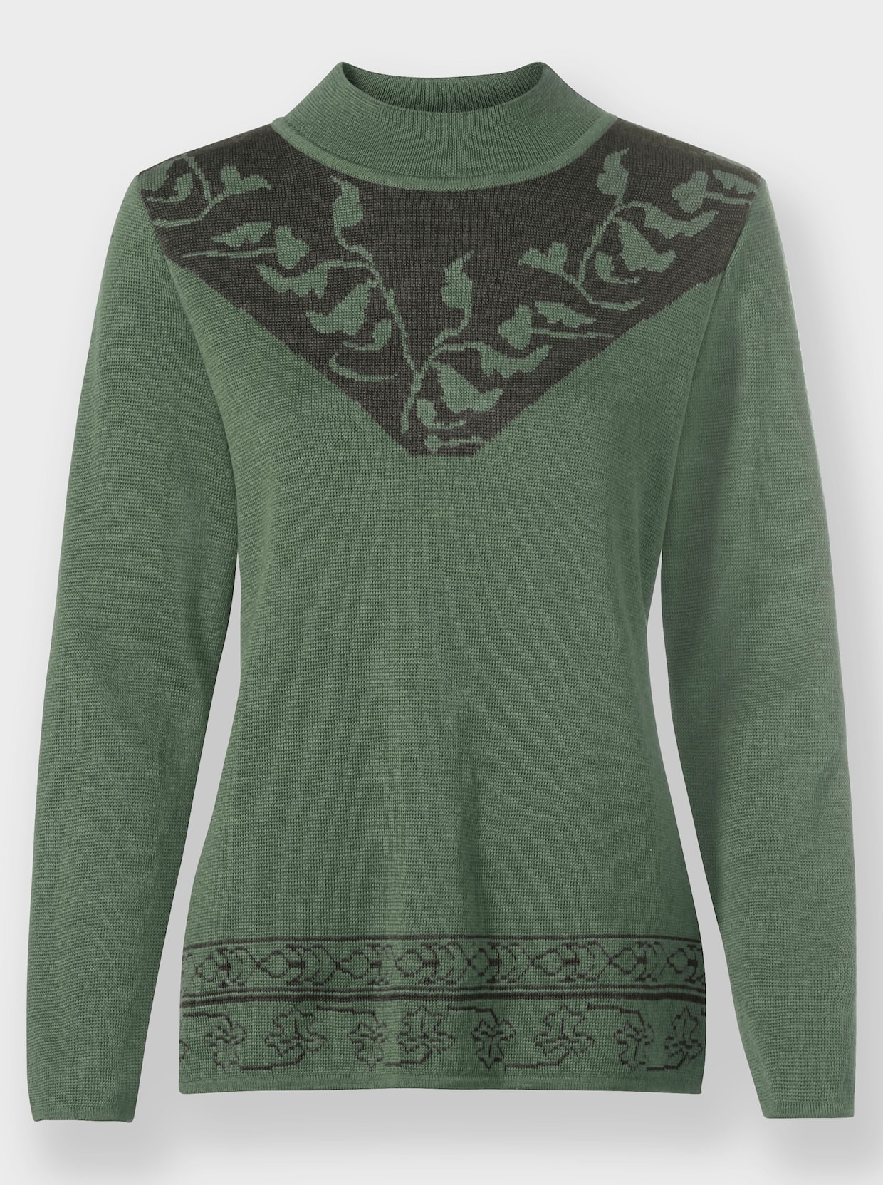 Pullover met ronde hals - eucalyptus gemêleerd
