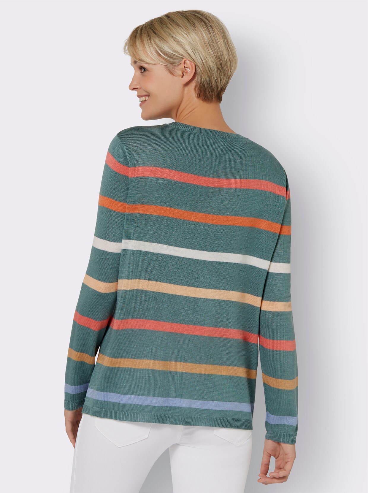 Pullover met lange mouwen - jade gestreept