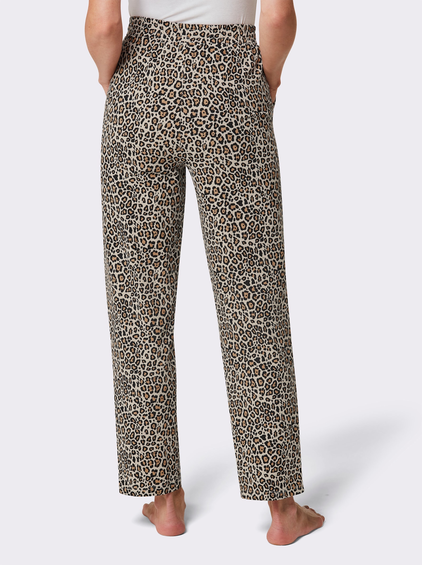 feel good broek - zand/camel bedrukt