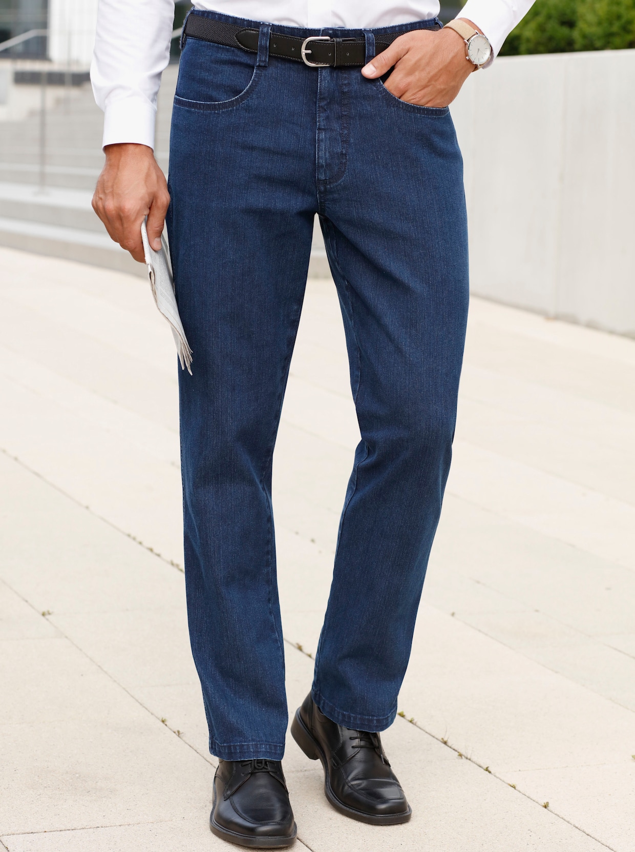 Jeans met ceintuur - blue-stonewashed