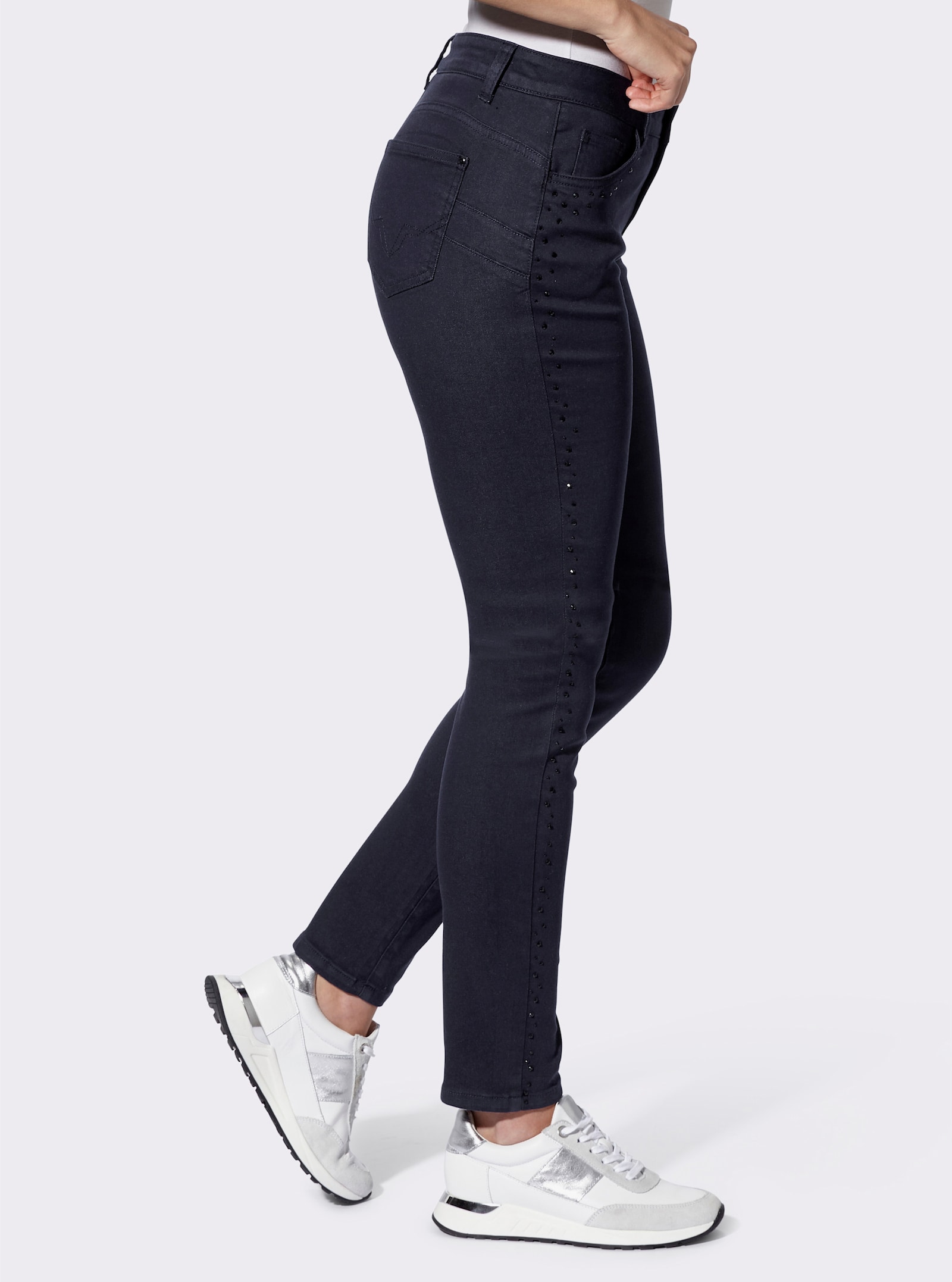 heine Röhrenjeans mit Glitzersteinen - marine